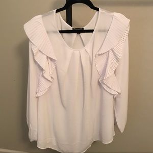 white ruffle blouse